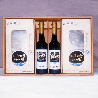 육수왕 선물세트 3호 - 해물다시팩 2종 + 삼천포어간장 500㎖ 2병